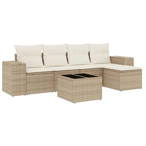 vidaXL Salon de jardin avec coussins 6 Pièces beige résine tressée