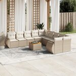 vidaXL Salon de jardin 11 Pièces avec coussins beige résine tressée