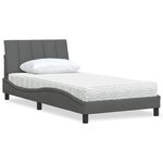 vidaXL Lit avec matelas gris foncé 100x200 cm tissu