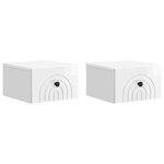 vidaXL Cabinet de chevet mural 2 pc Blanc brillant 33 x 34 5 x 20 cm