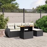 vidaXL Salon de jardin 6 Pièces avec coussins noir résine tressée