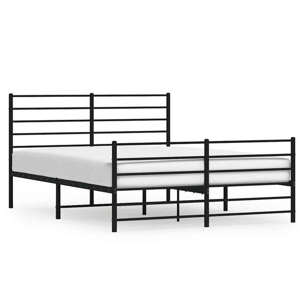vidaXL Cadre de lit métal sans matelas avec pied de lit noir 135x190cm