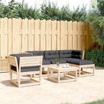 vidaXL Salon de jardin 5 Pièces avec coussins Bois de pin massif