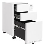 Caisson de bureau placard de rangement 30 x 46 x 59 2 cm mobile avec roulettes et serrure pour documents et dossier suspendu avec 3 tiroirs blanc 12_0004825