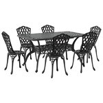 vidaXL Ensemble de salle à manger pour jardin 7 Pièces Noir Aluminium