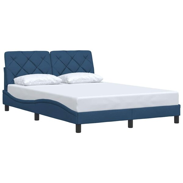 vidaXL Cadre de lit sans matelas bleu 140x190 cm tissu