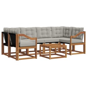 vidaXL Ensemble de canapés d'extérieur 7 pc Gris Naturel et Clair
