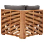 vidaXL Canapé d'angle de jardin avec coussin gris Bois de teck solide