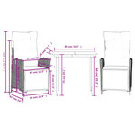 vidaXL Ensemble à manger de jardin 3Pièces coussins gris clair poly rotin