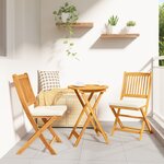Chaises de jardin pliantes vidaXL avec coussin blanc 2Pièces en bois d'acacia solide
