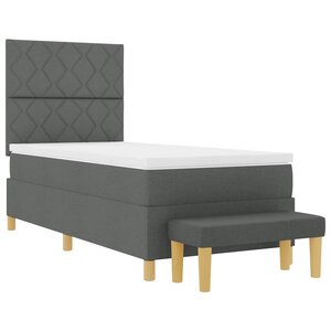 vidaXL Lit à ressorts avec matelas Gris foncé 90 x 200 cm tissu