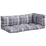 vidaXL Coussins de palette 3 Pièces carreaux gris tissu