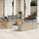 vidaXL Salon de jardin et coussins 13 Pièces mélange beige résine tressée