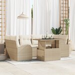 Ensemble de Canapés de Jardin vidaXL 7 pièces avec Coussins Beige Poly Rattan