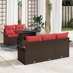 vidaXL Ensemble de canapé de jardin 6 Pièces Marron Poly rotin
