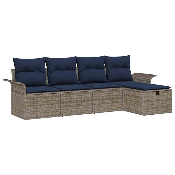 vidaXL Ensemble de canapé de jardin avec coussin 5 Pièces Poly rotin