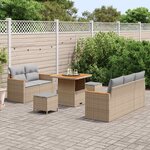 vidaXL Ensemble de canapé de jardin 8 Pièces Beige polyrotin