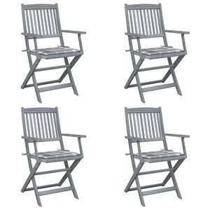 vidaXL Chaises pliables d'extérieur lot de 4 et coussins Bois d'acacia