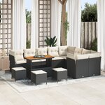 Ensemble de canapé de jardin 13 pièces avec coussins Noir Rattan PE Acacia