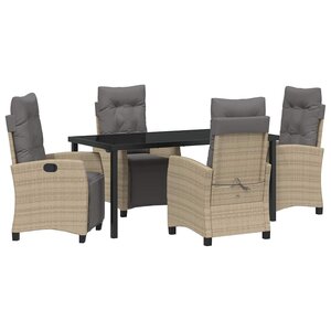 vidaXL Ensemble de salle à manger pour jardin 5 Pièces Beige polyrotin