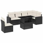 vidaXL Salon de jardin 7 Pièces avec coussins noir résine tressée
