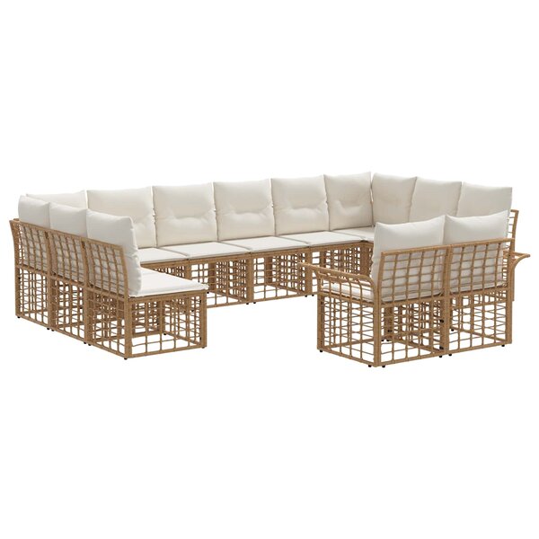 vidaXL Ensemble de canapés d'extérieur 12 Pièces Blanc Naturel et Crème