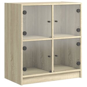 vidaXL Armoire latérale avec portes en verre chêne sonoma 68x37x75 5cm