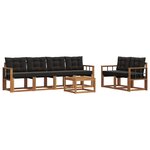 vidaXL Ensemble de canapés d'extérieur 7 pc Naturel et Noir