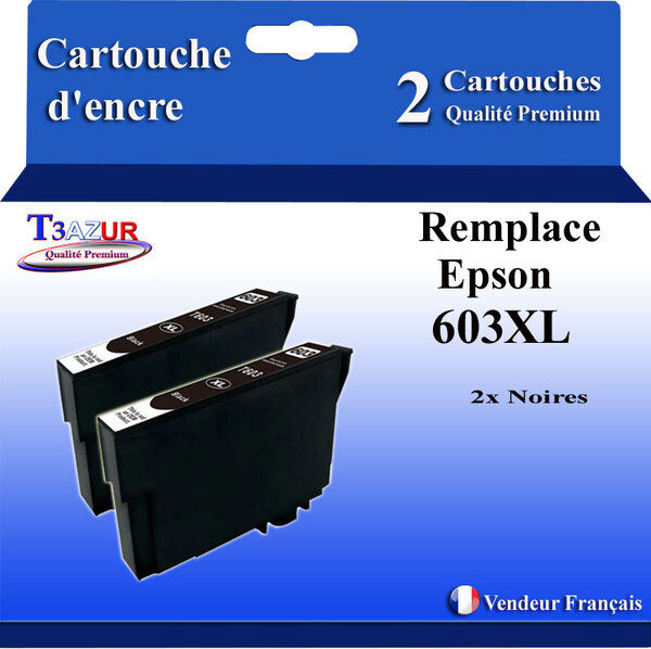 2x Cartouches Compatibles avec Epson 603 603XL Noire pour Epson WorkForce WF-2820DWF  WF-2830DWF  WF-2840DWF  WF-2850DWF  WF-2870DWF  WF2835-DWF Noire