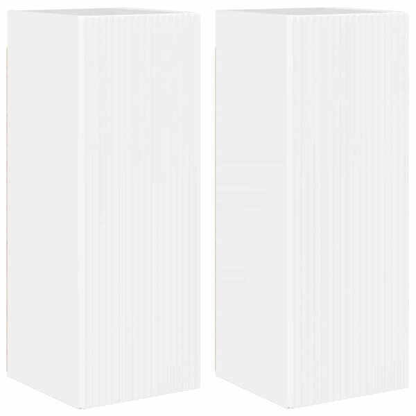 vidaXL Meuble TV mural 2 Pièces Blanc Brillant 30 x 31 x 80 cm
