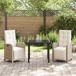 vidaXL Ensemble de salle à manger pour jardin 3 Pièces Beige polyrotin