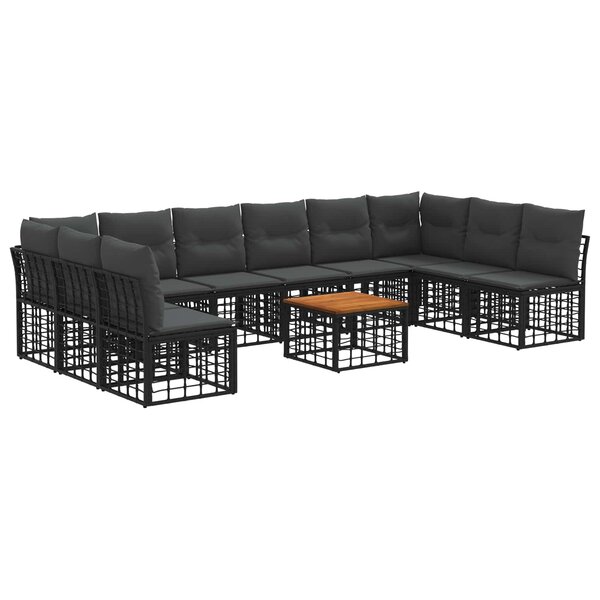 vidaXL Ensemble de canapés d'extérieur 11 Pièces Noir et Gris foncé