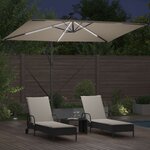 vidaXL Parasol banane à mât déporté Taupe 294 x 200 x 254 cm