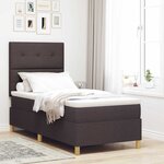 vidaXL Lit à ressort LED avec matelas Marron foncé 90 x 190 cm tissu