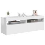 vidaXL Meuble TV avec lumières LED blanc brillant 120x35x40 cm