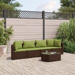 vidaXL Salon de jardin avec coussins 5 Pièces marron résine tressée