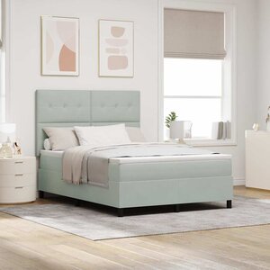 vidaXL Lit à ressorts avec matelas Gris clair 160 x 200 cm Velours