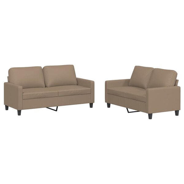 vidaXL Ensemble de canapés 2 Pièces avec coussins Cappuccino Similicuir