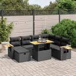vidaXL Salon de jardin 8 Pièces avec coussins noir résine tressée