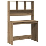 vidaXL Bureau avec étagères chêne artisanal Bois d'ingénierie
