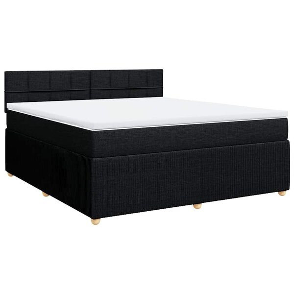 vidaXL Sommier à lattes de lit avec matelas Noir 180x200 cm Tissu