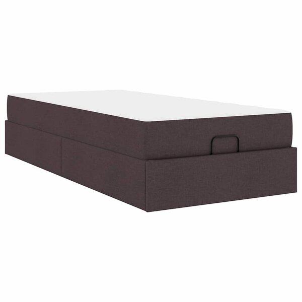 vidaXL Cadre de lit avec matelas Marron foncé 100 x 200 cm tissu