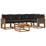 vidaXL Ensemble de canapés d'extérieur 6 pc Naturel et noir