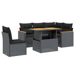 vidaXL Salon de jardin 6 Pièces avec coussins noir résine tressée