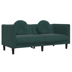 vidaXL Canapé avec coussins 2 places vert foncé velours