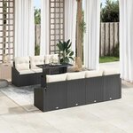 vidaXL Ensemble de canapé de jardin avec coussin 8 Pièces Noir et crème