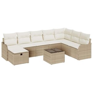 vidaXL Ensemble de canapé de jardin avec coussin 9 Pièces beige et crème
