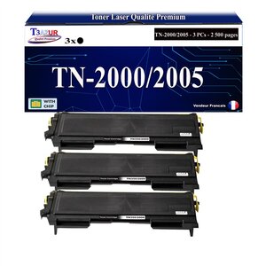3 Toners compatibles avec Brother TN2000  TN2005 pour Brother FAX 2820  2825  2920 - 2 500 pages - T3AZUR