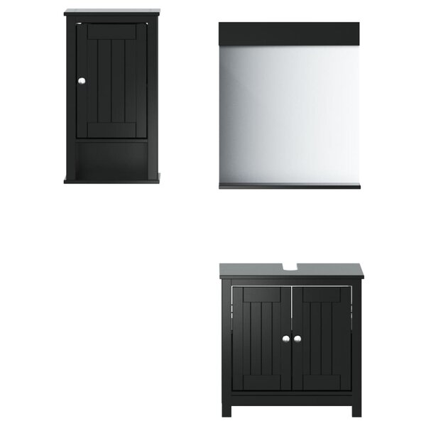 vidaXL Meubles de salle de bain 3 Pièces BERG noir bois de pin massif