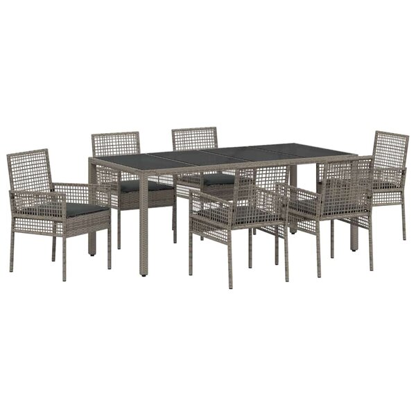 vidaXL Ensemble de salle à manger pour jardin 7 Pièces Gris Poly rotin